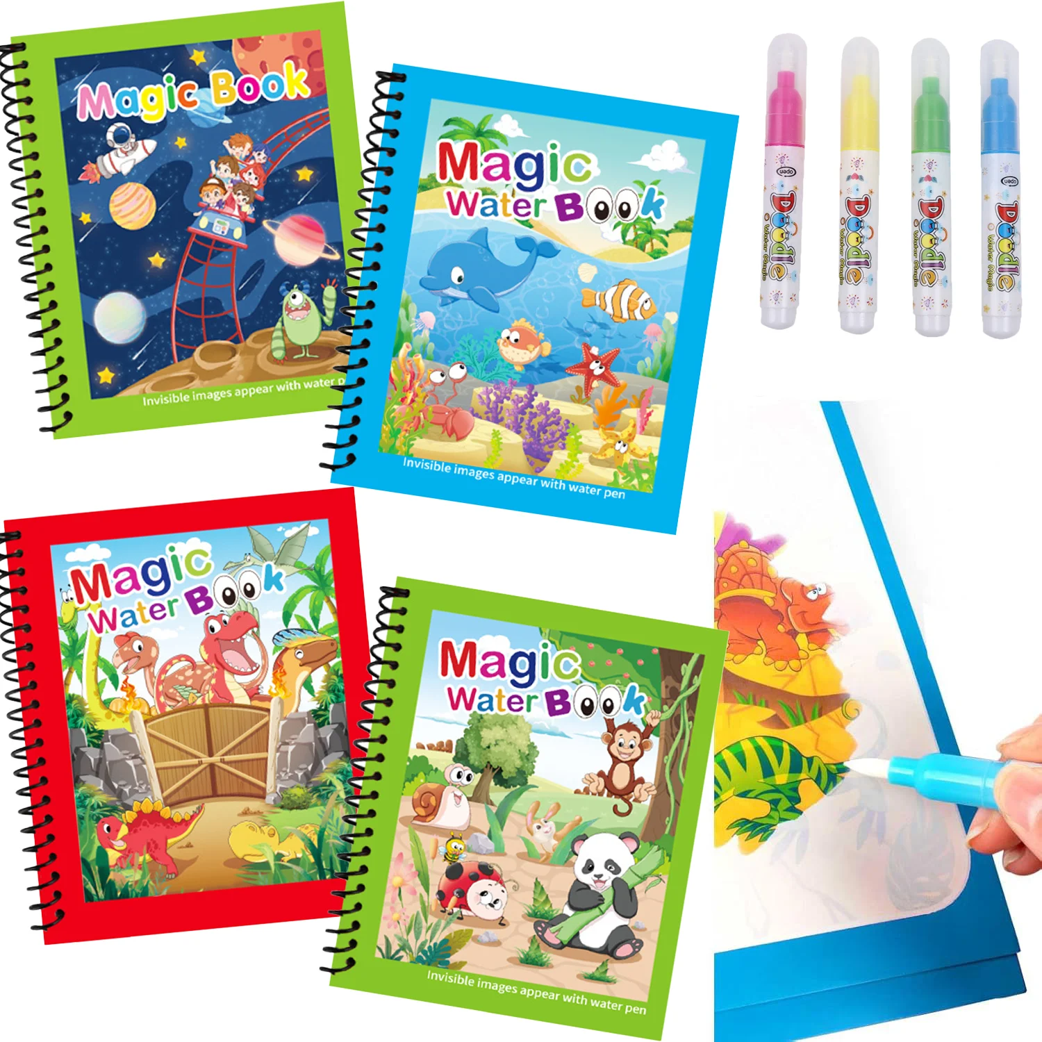 Kids Education Laptop - 마법 물 그림책 재사용 가능한 물채색책