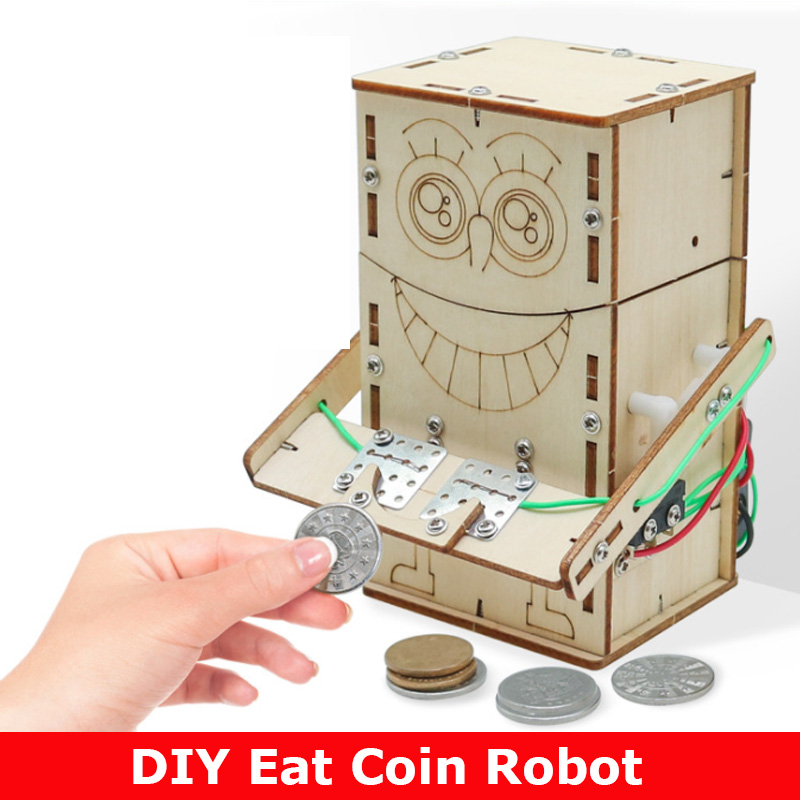 Kids Education Money - 나무 전기 구동 먹는 동전 로봇