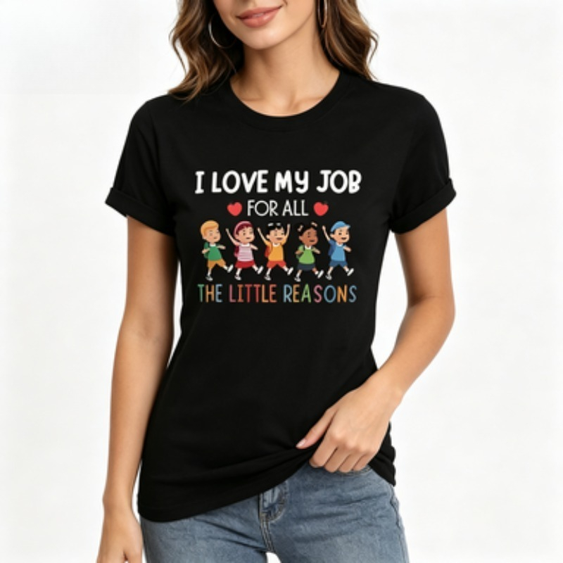 Kids Education Jobs - 여성 슬림 크루 티셔츠 교사 선물