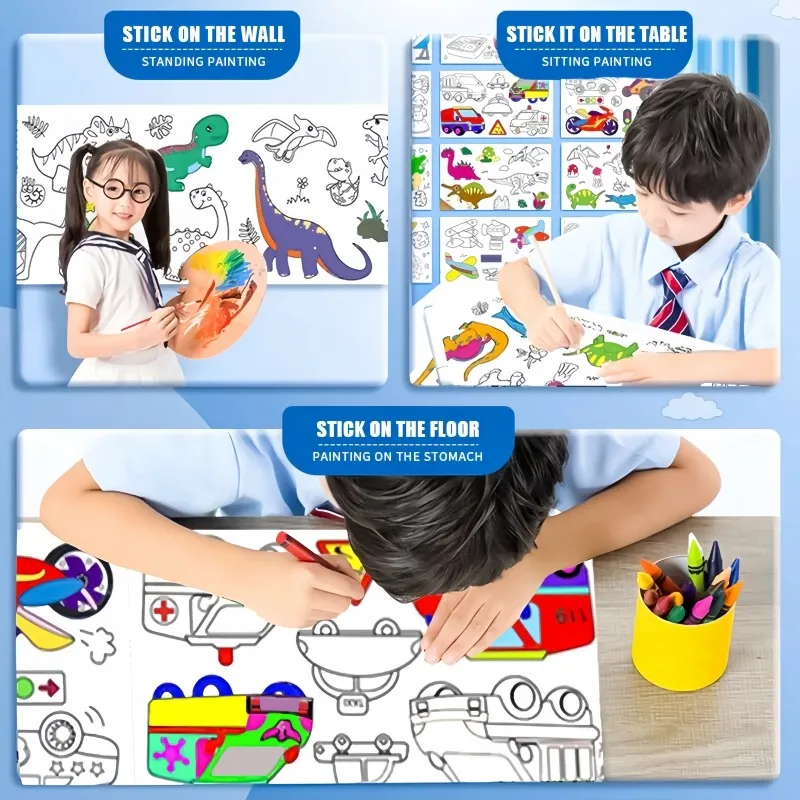 어린이 색칠 종이 롤 스티커 DIY 벽 바닥 그림 색상 - Kids Education Laptop 리뷰 및 가격
