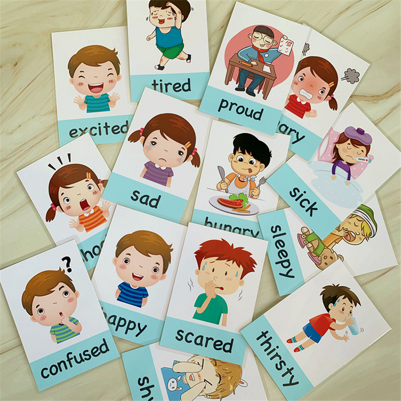 몬테소리 아기 영어 학습 카드, 만화 감정 플래시 카드 - Kids Educational Games Learn English 리뷰 및 가격