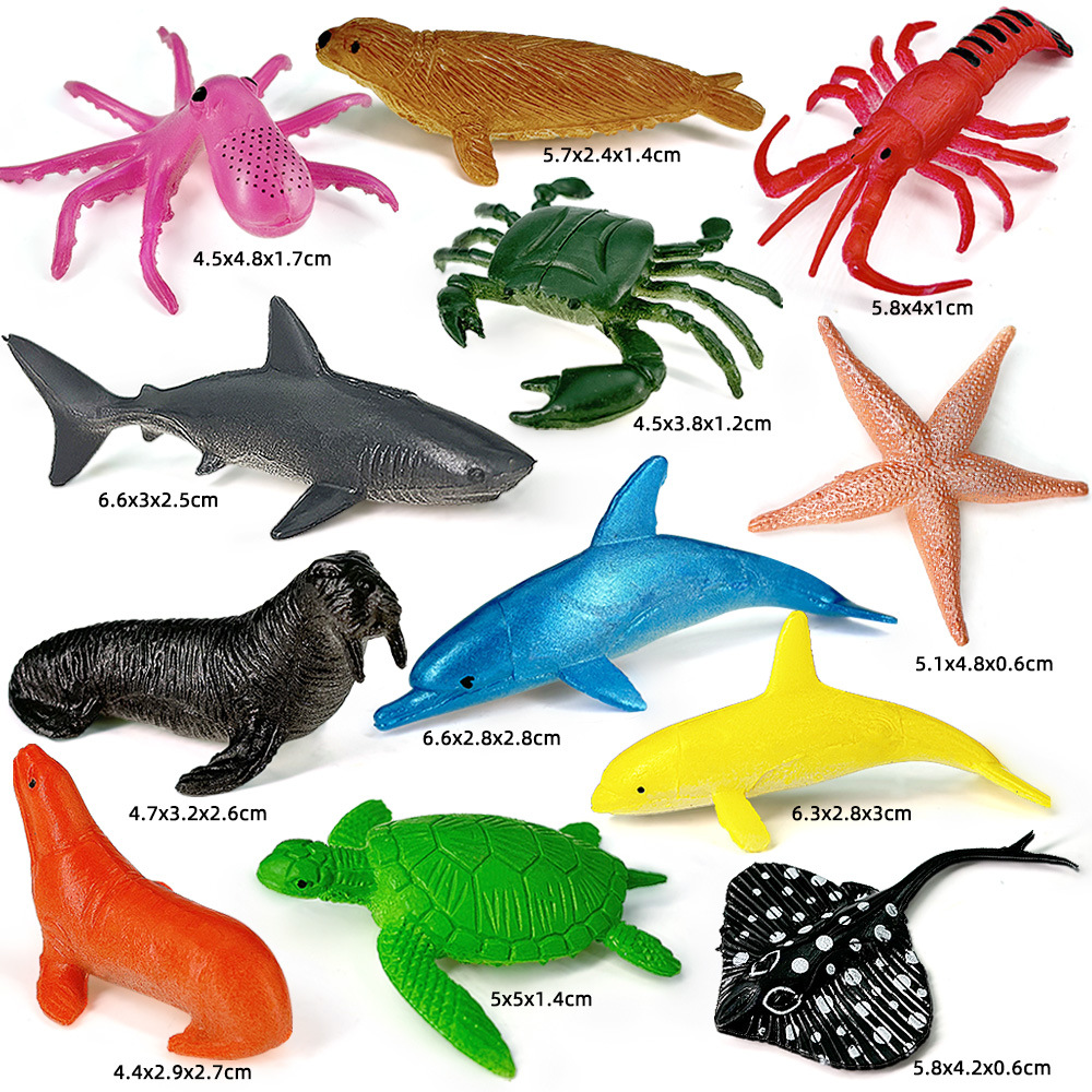 12pcs 오션 바다 생활 세트 동물 모델 게 오징어  - Kids Educational Device 리뷰 및 가격