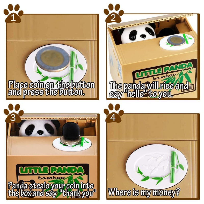 고양이 판다 훔치는 동전 돈 상자, 자동 동전 저금통  - Kids Education Money 리뷰 및 가격