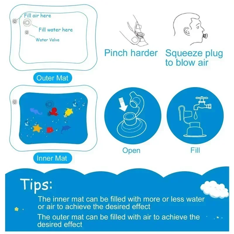 아기 물 놀이 매트 PVC 풍선 쿠션 유아 배 시간 여 - Kids Educational Mat 리뷰 및 가격